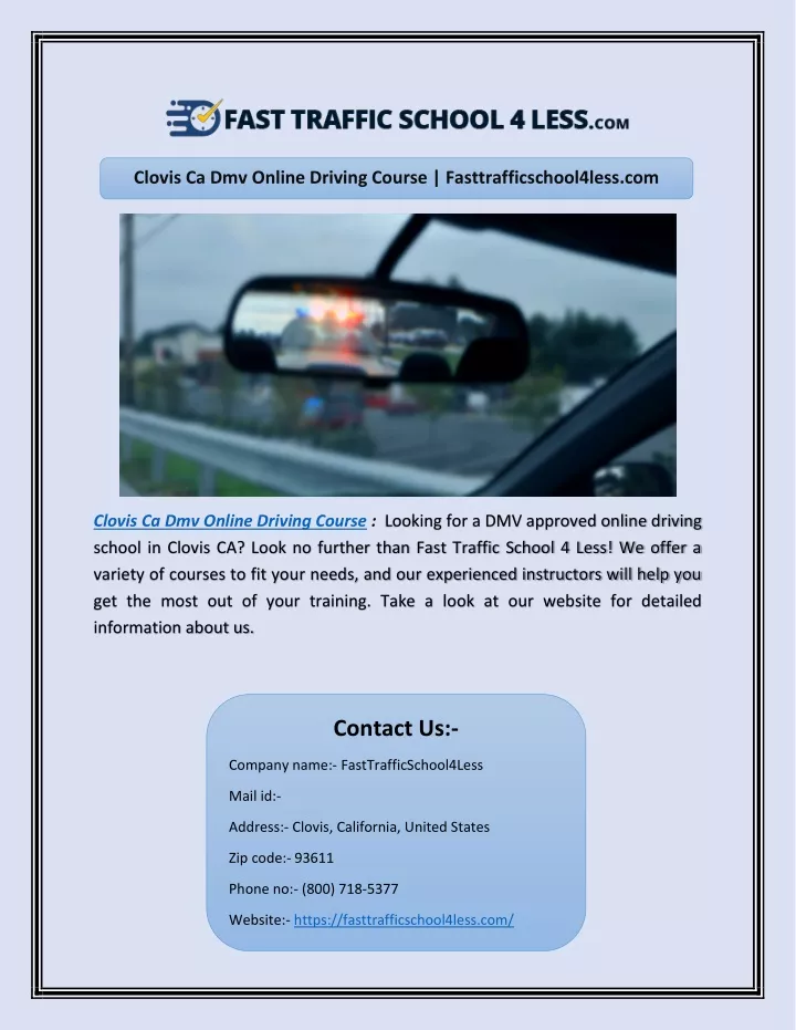 PPT Clovis Ca Dmv Online Driving Course Fasttrafficschool4less com PPT Clovis Ca Dmv Online Driving Course Fasttrafficschool4less com