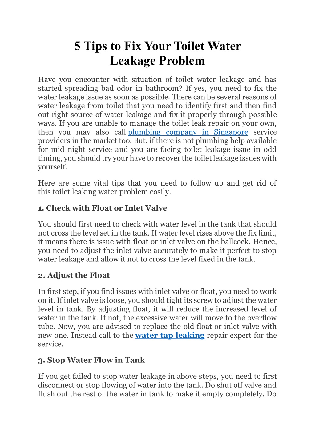 PPT   5 Tips To Fix Your Toilet Water Leakage PowerPoint Presentation