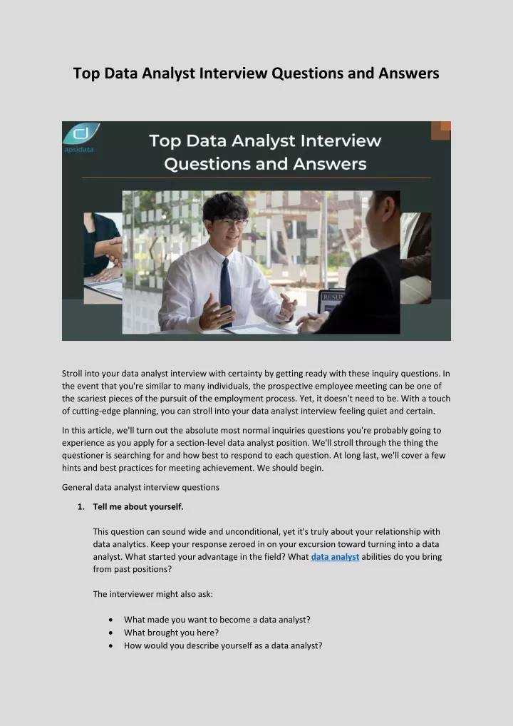 Data Analyst Interview Questions And Answers Pdf