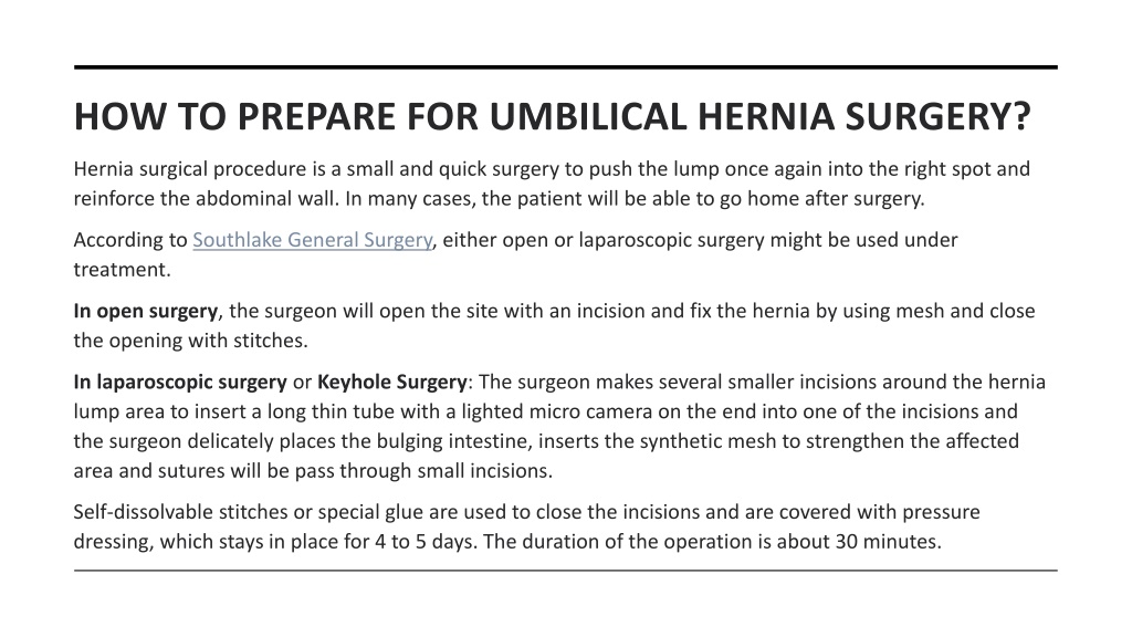 PPT - Umbilical Hernia – Symptoms and Surgery PowerPoint Presentation ...