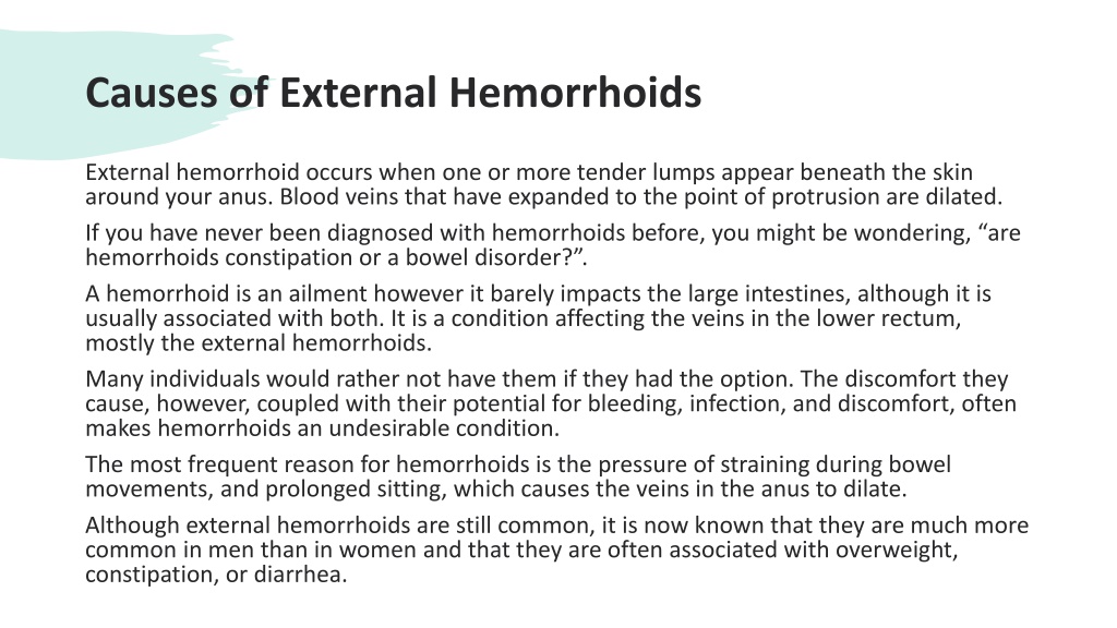 Ppt External Hemorrhoids Symptoms Treatment And Surgery Powerpoint Presentation Id11437746 6046