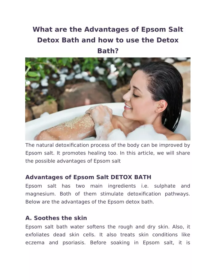 Ppt What Are The Benefits Of Epsom Salt Detox Bath And How To Use Detox Bath Powerpoint