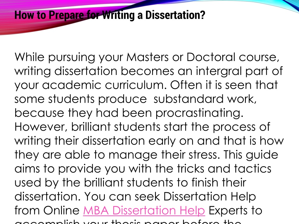 how to prepare for dissertation