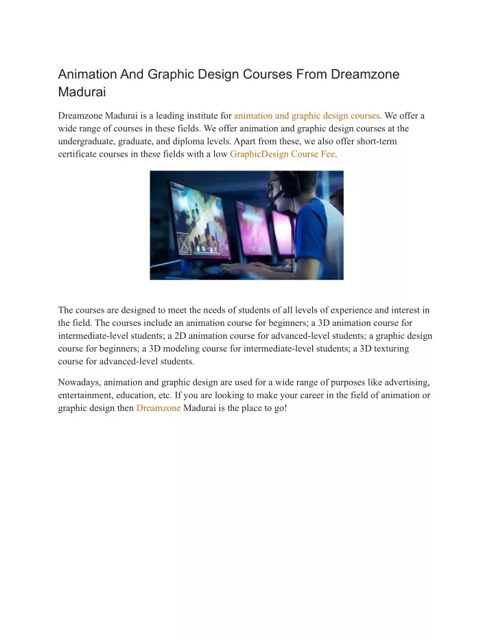 PPT Animation And Graphic Design Courses From Dreamzone Madurai PPT Animation And Graphic Design Courses From Dreamzone Madurai