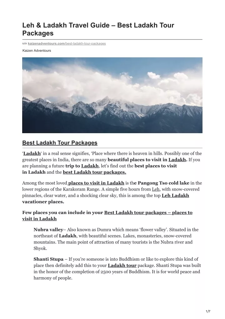 ladakh tourism brochure pdf