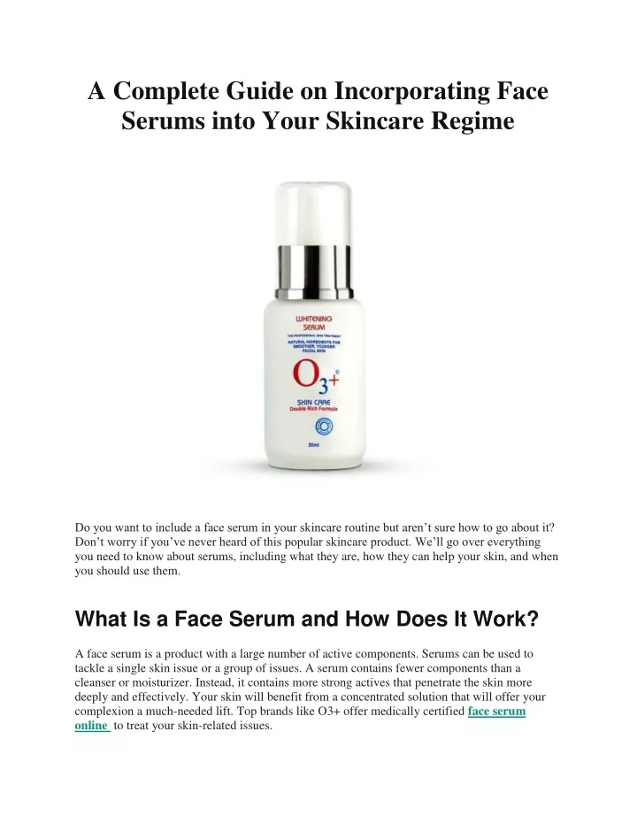 Ppt A Complete Guide On Incorporating Face Serums Into Your Skincare