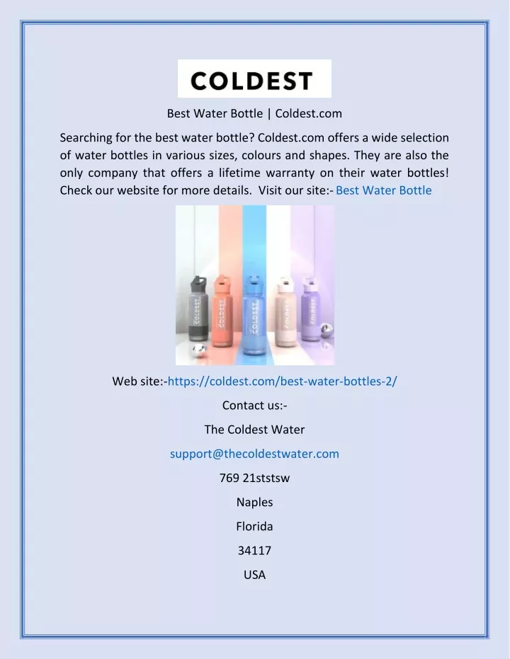 PPT Best Water Bottle Coldest PowerPoint Presentation, free download ID11441422