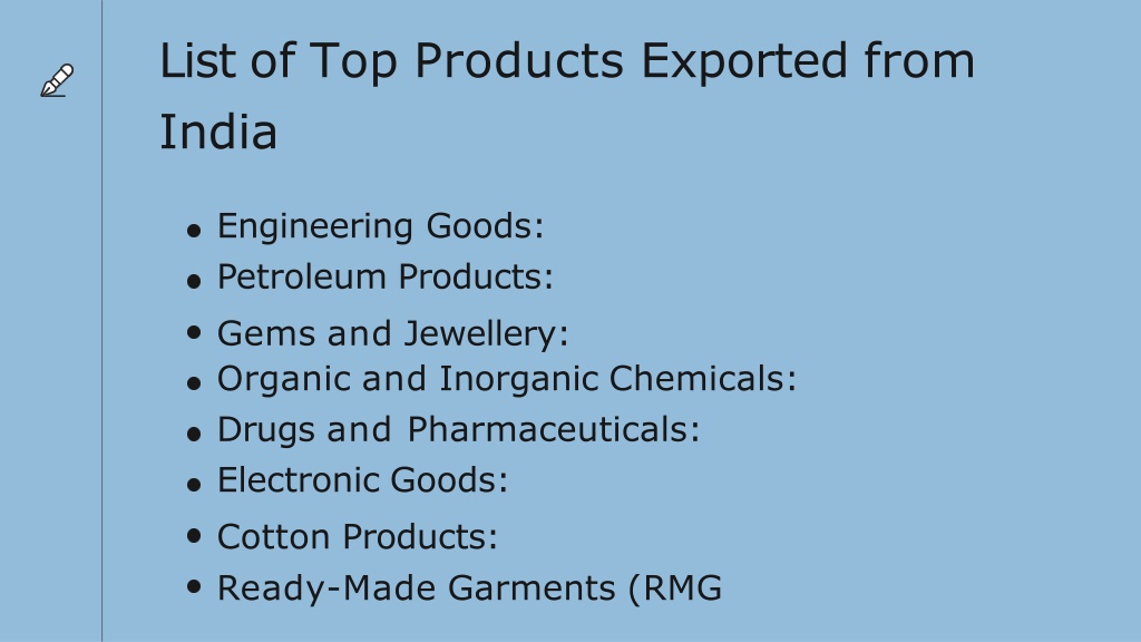 PPT - List of Products Exported from India PowerPoint Presentation ...