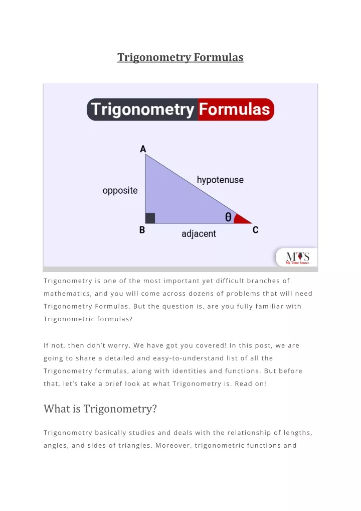 PPT - Trigonometry Formulas PowerPoint Presentation, Free Download - ID ...