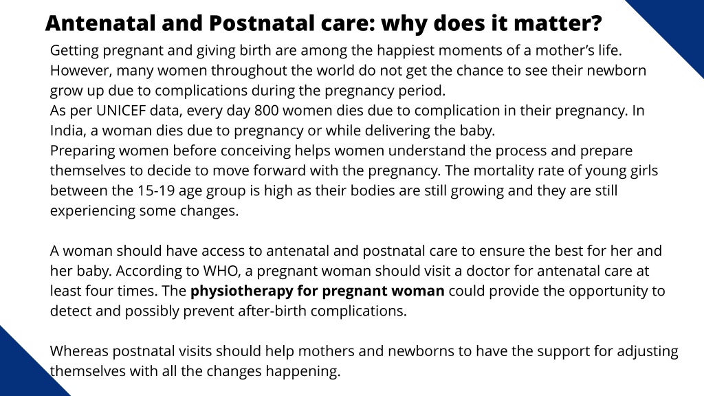 Ppt Importance Of Antenatal And Postnatal Care During Pregnancy