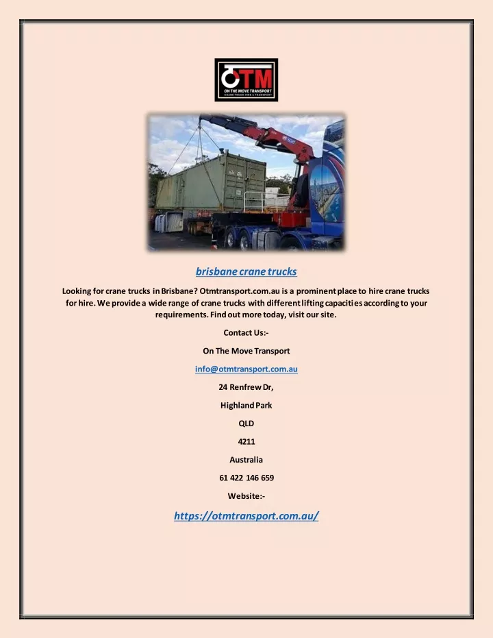 PPT Brisbane Crane Trucks PowerPoint