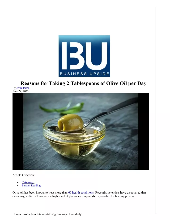 PPT - Reasons for Taking 2 Tablespoons of Olive Oil per Day PowerPoint ...