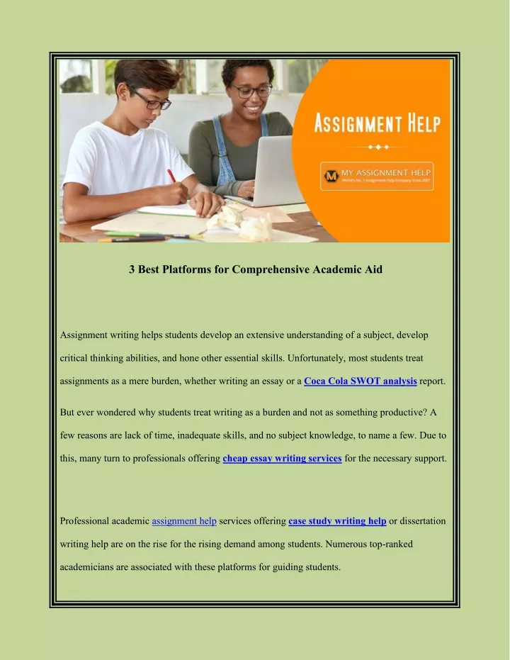 PPT 3 Best Platforms for Comprehensive Academic Aid PowerPoint