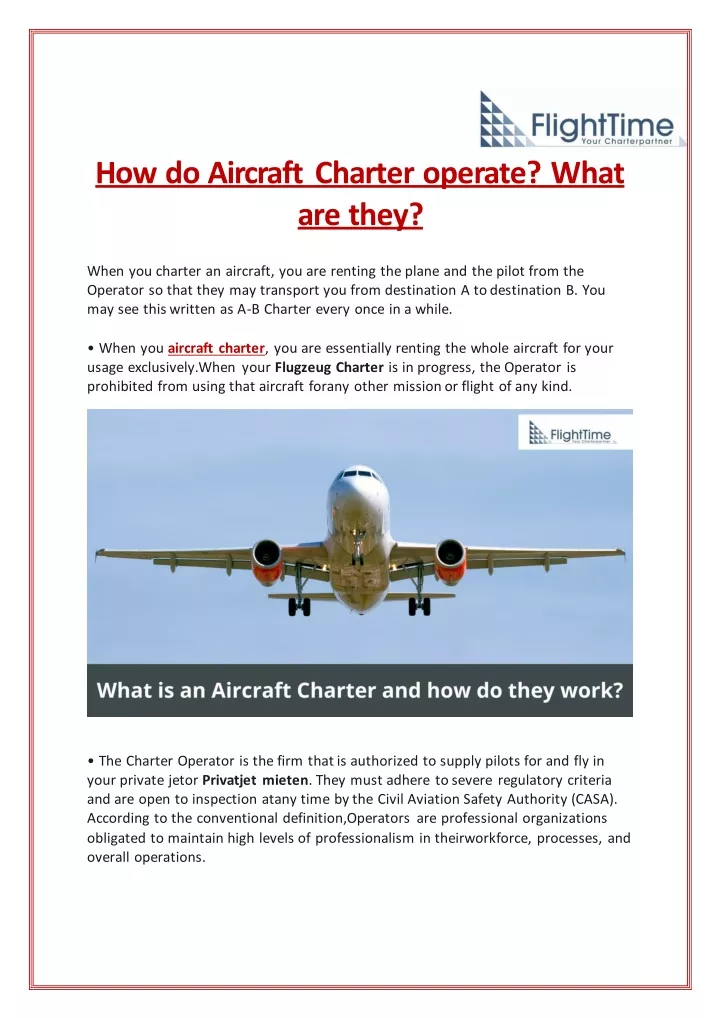 PPT How do Aircraft Charter operate? What are they? PowerPoint