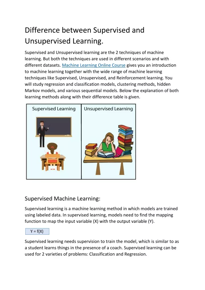 PPT - Difference between Supervised and Unsupervised Learning ...