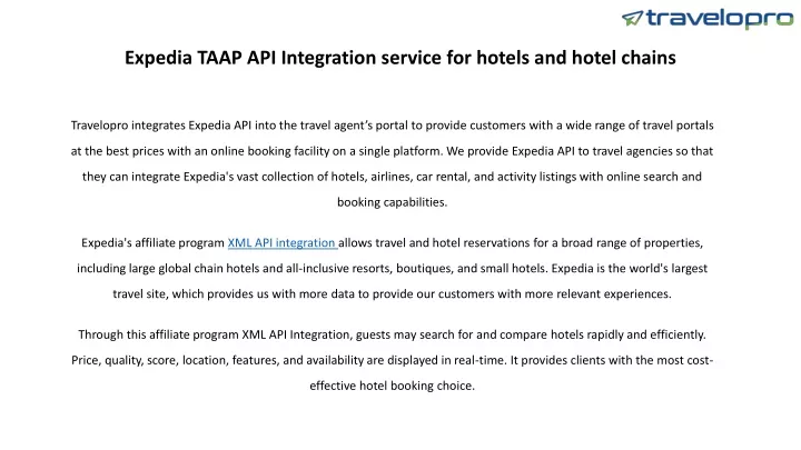 PPT Expedia TAAP API Integration PowerPoint Presentation Free 