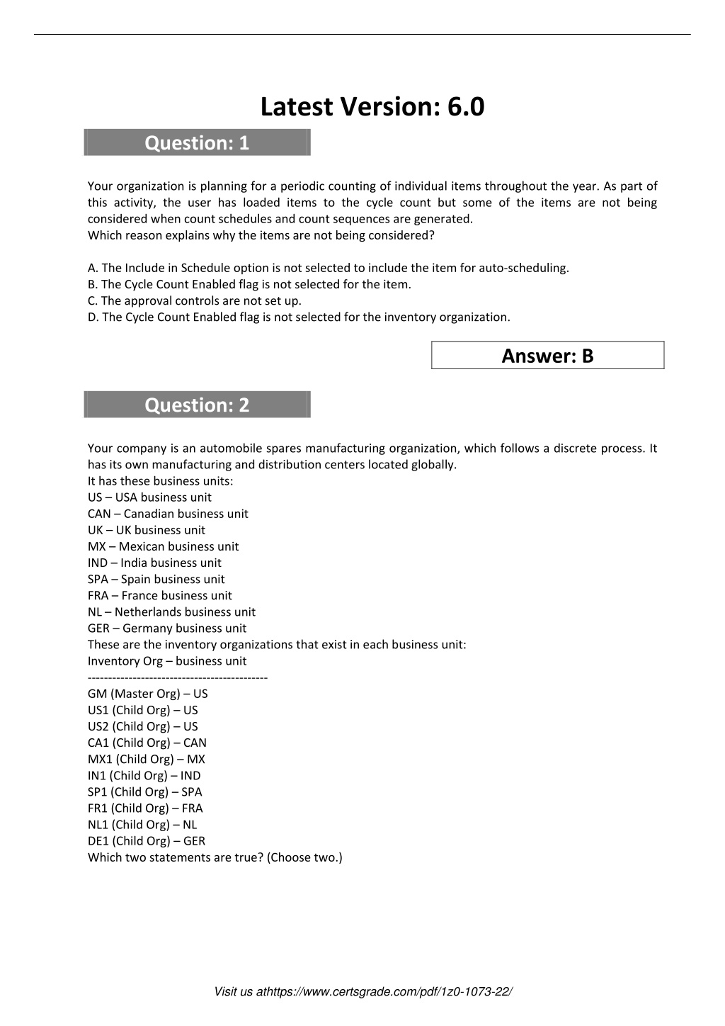 1z0-1073-22 Reliable Cram Materials