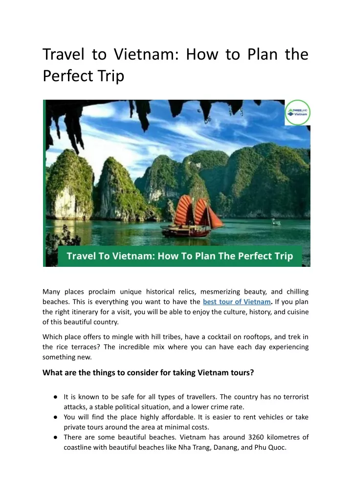 PPT - Travel To Vietnam How To Plan The Perfect Trip PowerPoint ...