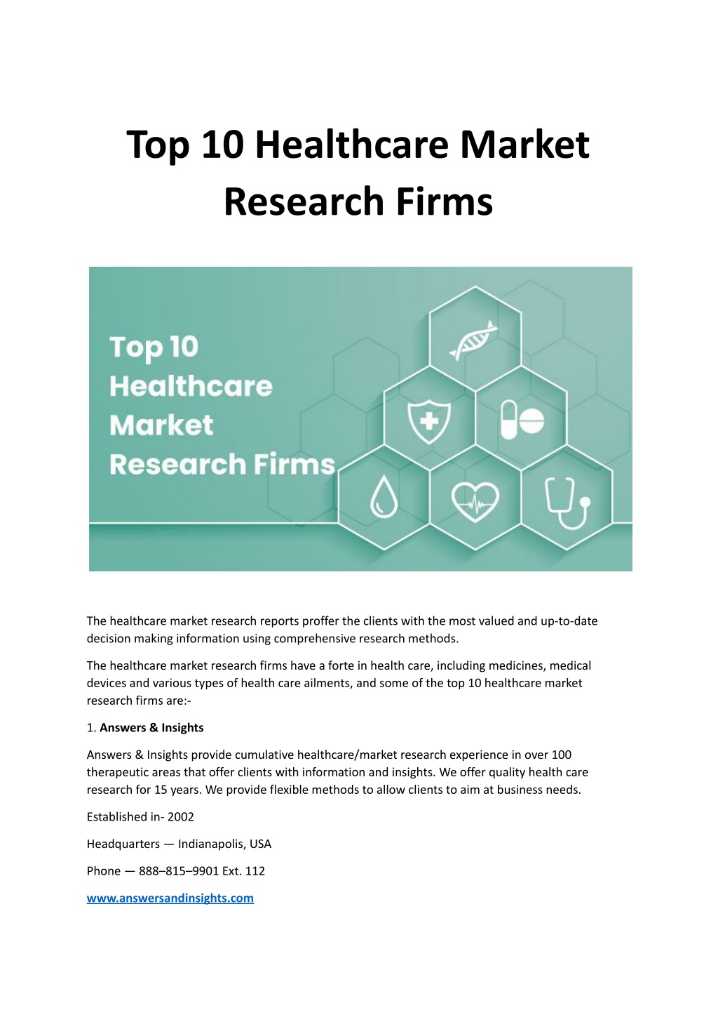 healthcare market research firms