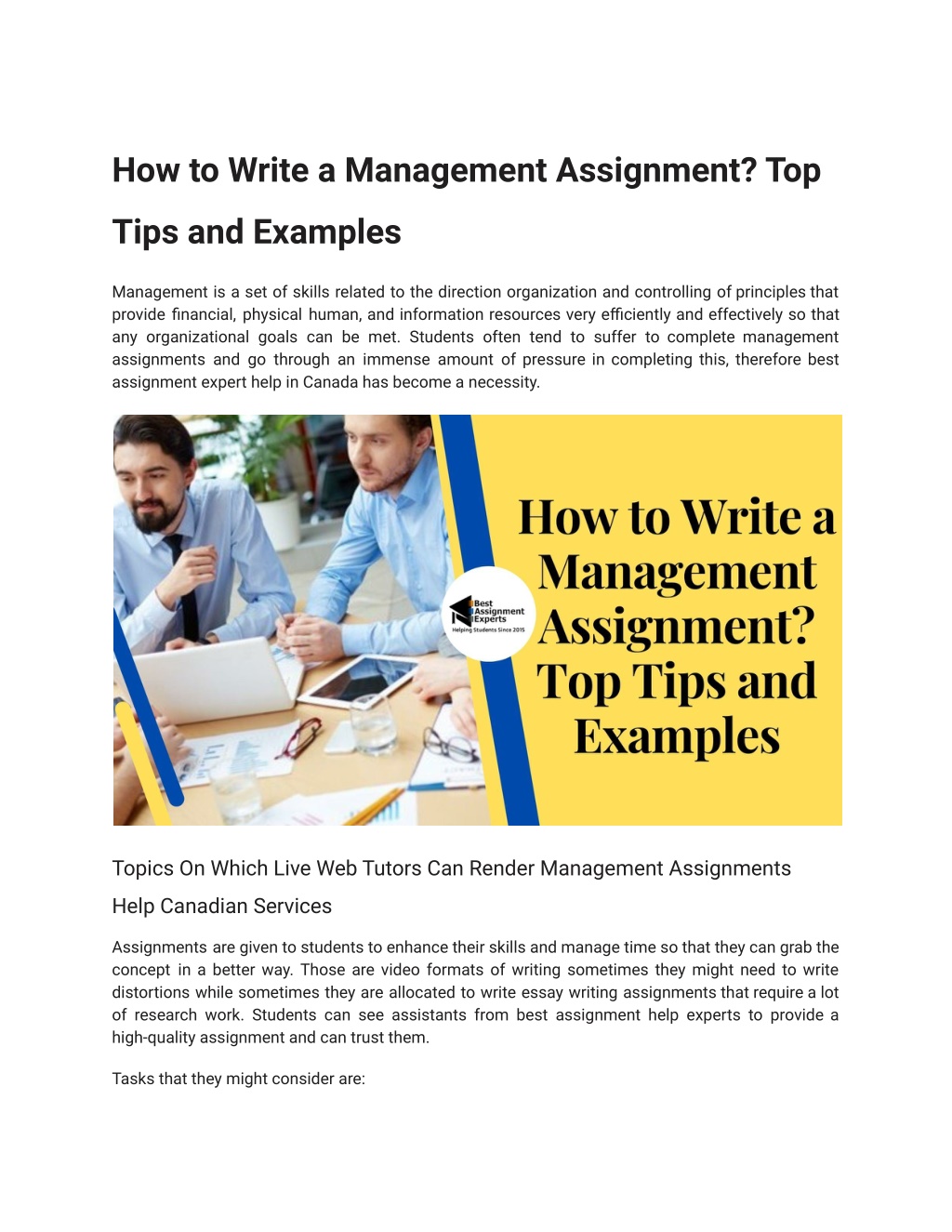 general management assignment