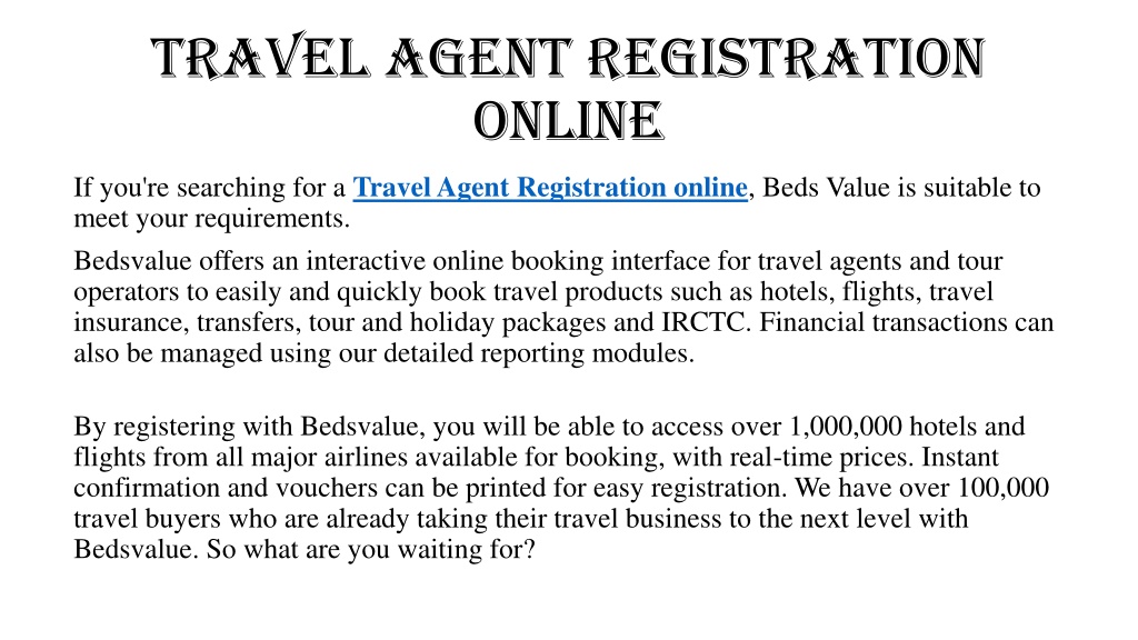 travel agent registration