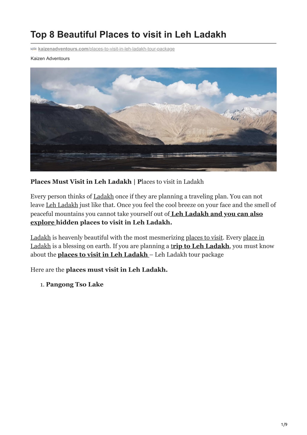 Ppt Top Beautiful Places To Visit In Leh Ladakh Powerpoint Presentation Id