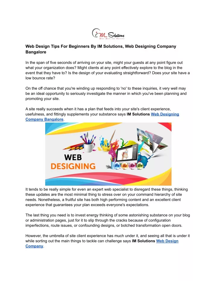 PPT Web Design Tips For Beginners By IM Solutions Web Designing 