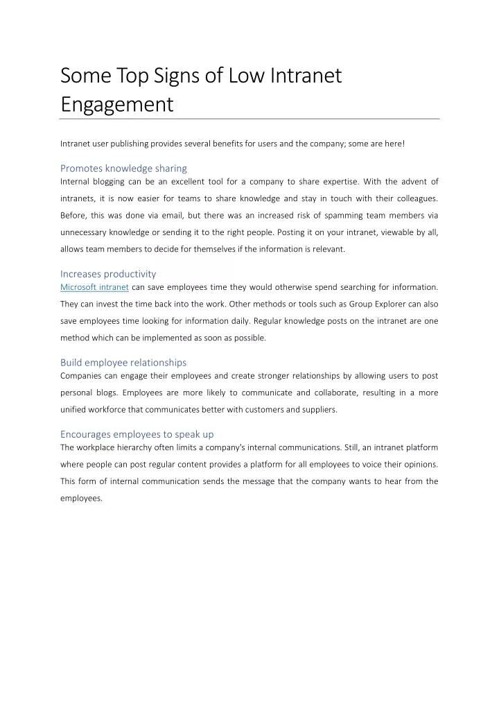 some top signs of low intranet engagement n.