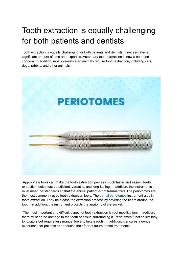 PPT Tooth extraction is equally challenging for both patients and