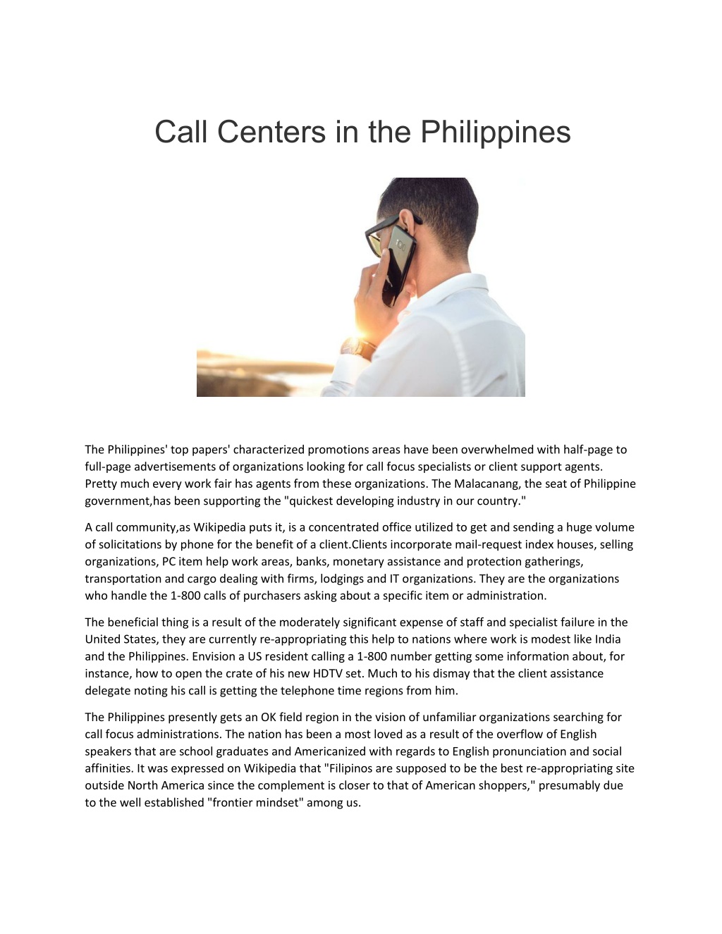 thesis about call center industry in the philippines