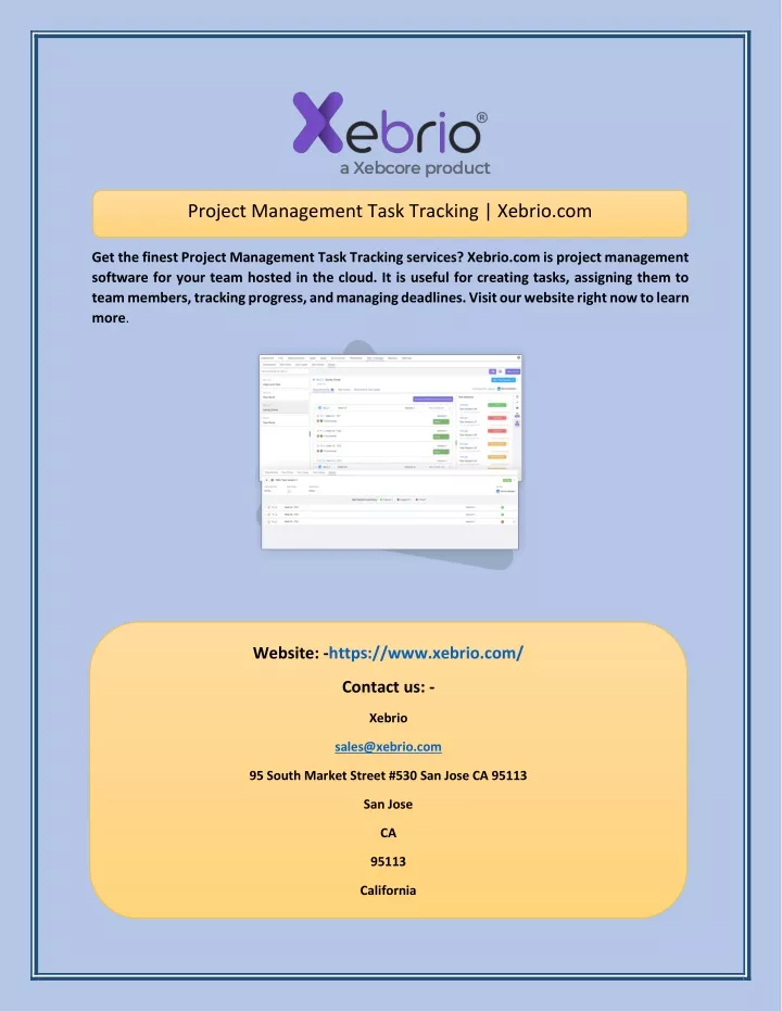 PPT - Project Management Task Tracking | Xebrio.com PowerPoint ...