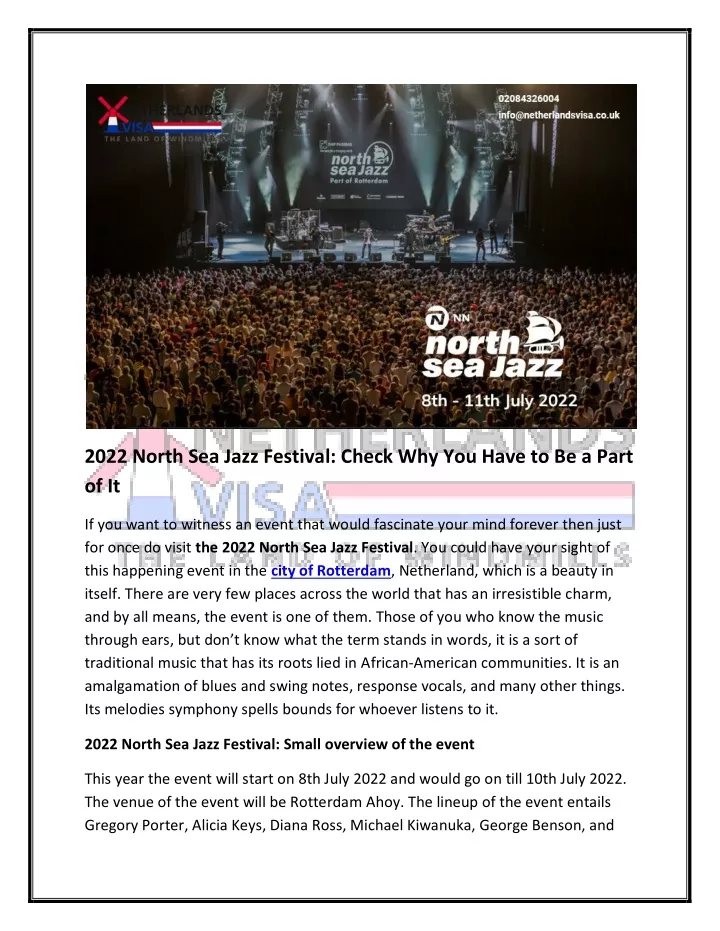PPT 2022 North Sea Jazz Festival Venue, available tickets PowerPoint