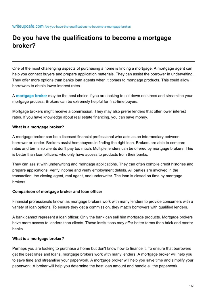 PPT Do you have the qualifications to a mortgage broker
