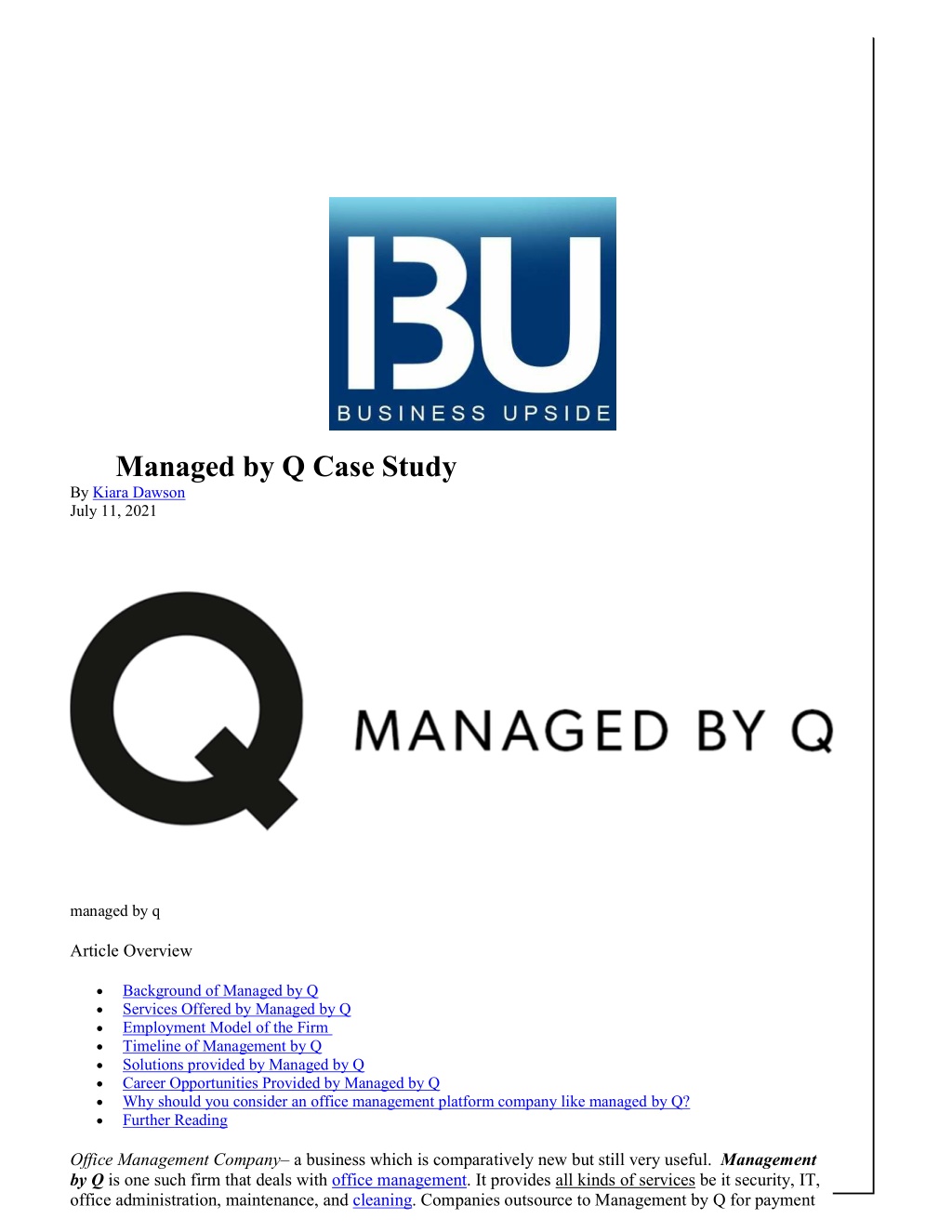 managed by q case study objectives