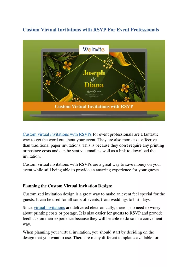 PPT Virtual Invitations with RSVP Option PowerPoint Presentation