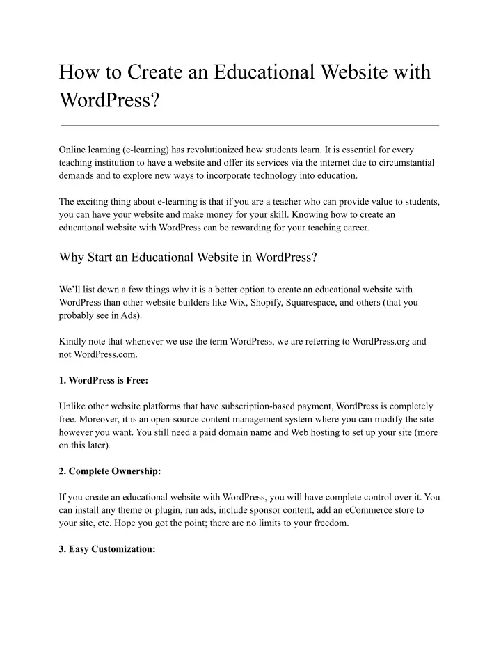 How To Create An Educational Website