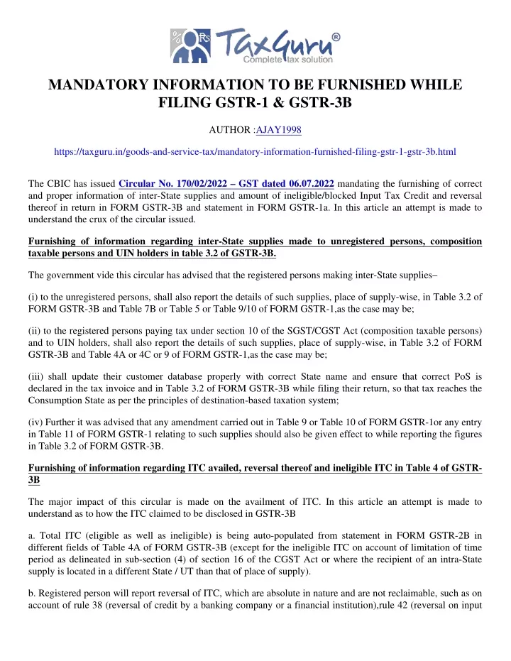 Ppt mandatory information to be furnished while filing gstr 1 gstr