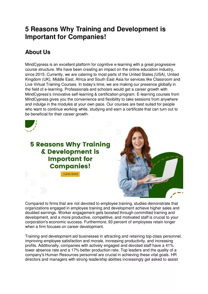 PPT - 5 Reasons Why Training And Development Is Important For Companies ...