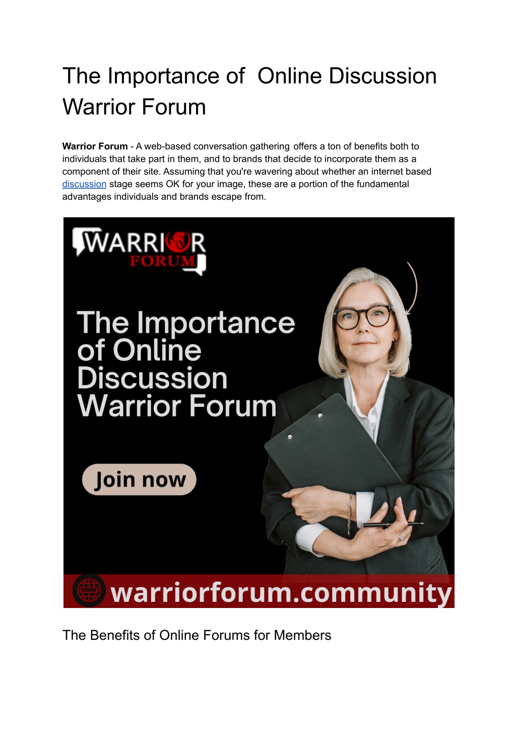 PPT The Importance of Online Discussion Warrior Forum PowerPoint