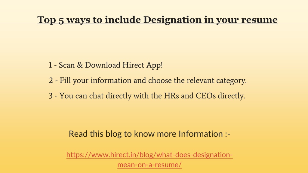 PPT Top 5 ways to include Designation in your resume PowerPoint