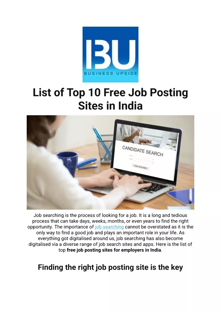 Ppt list of top 10 free job posting sites in india powerpoint