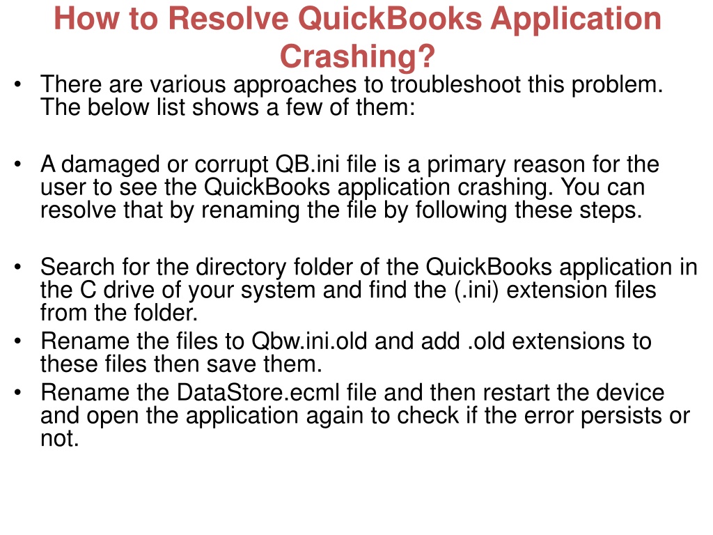 PPT Know how the QuickBooks Crashing Occurs and its Solutions PowerPoint Presentation ID