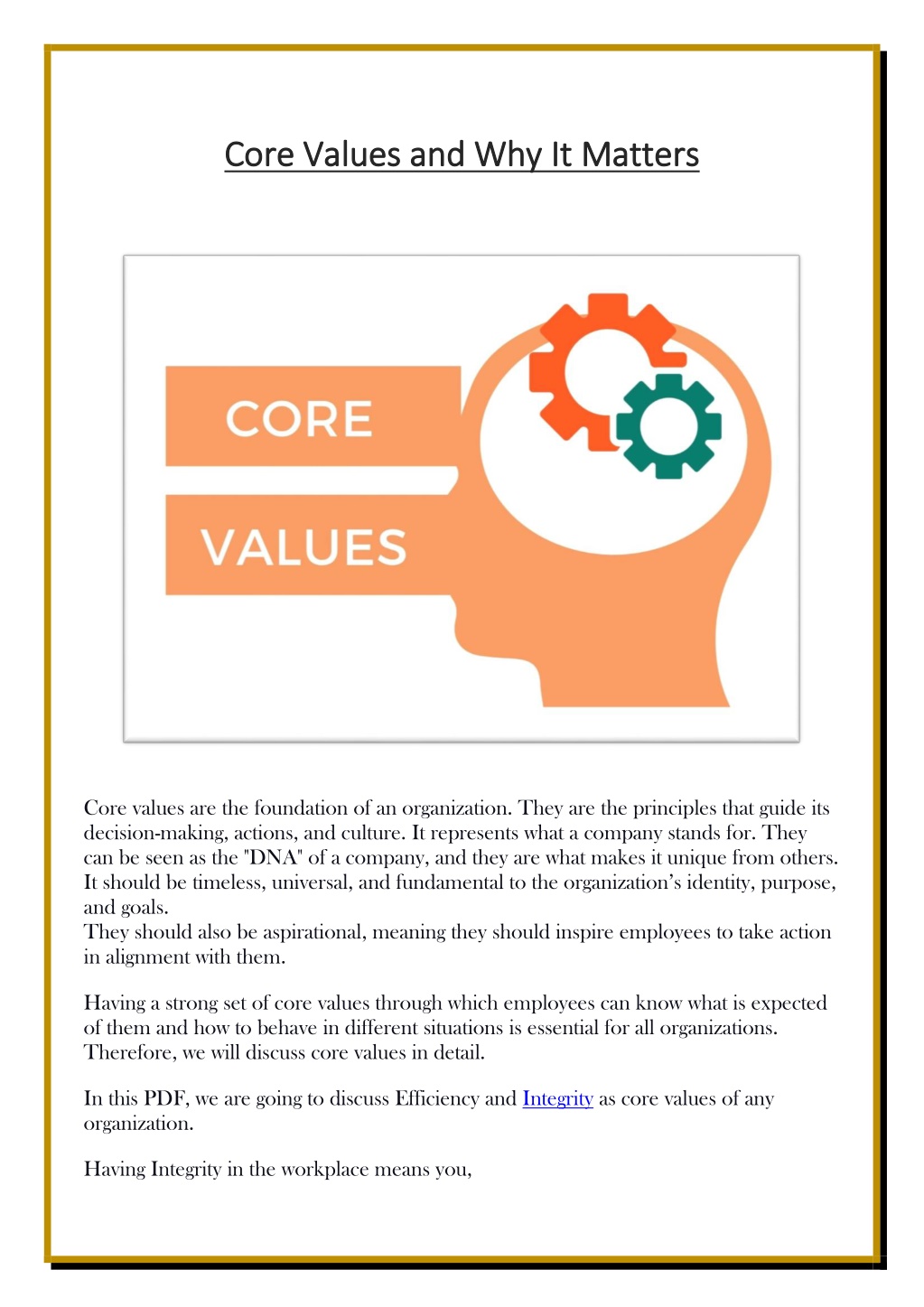 PPT Core Values and Why It Matters PowerPoint Presentation, free