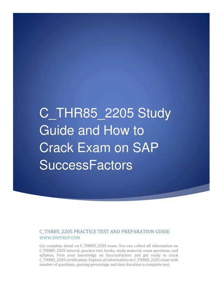 C-THR85-2205 Actual Test Answers