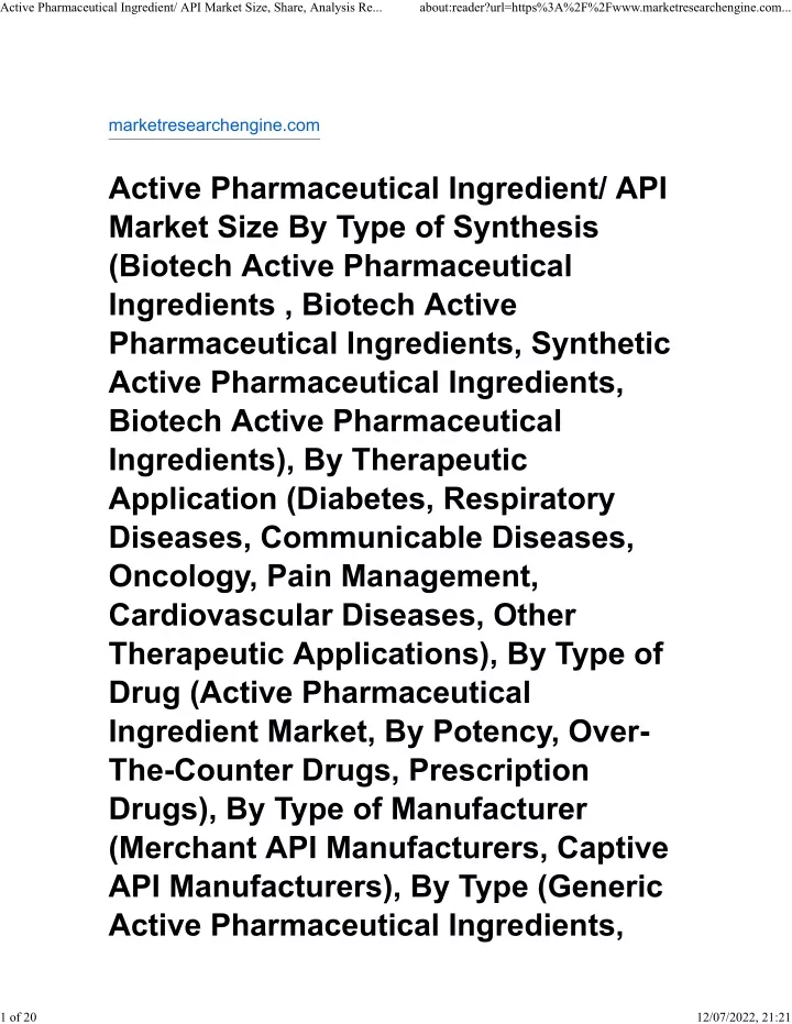 PPT - Active Pharmaceutical Ingredient_ API Market PowerPoint ...