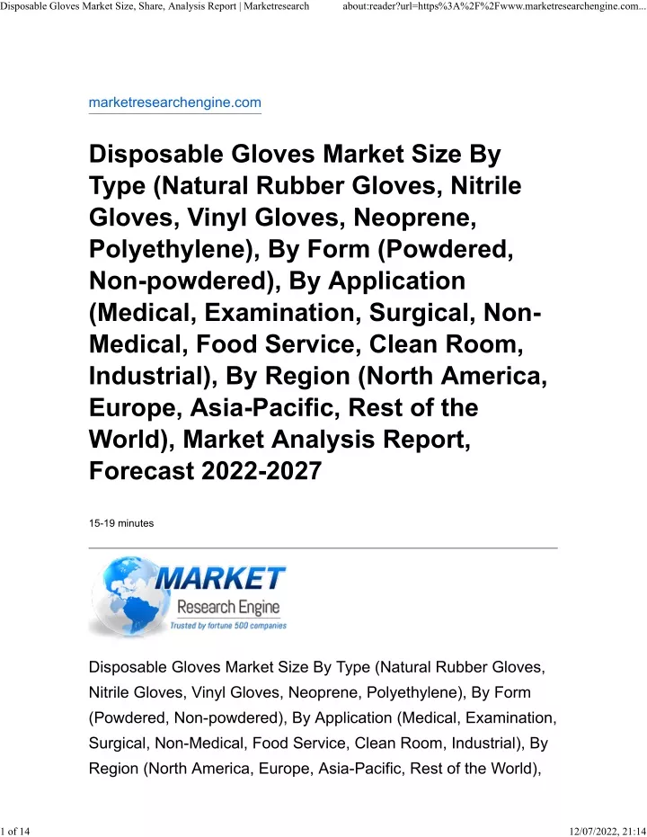 PPT Disposable Gloves Market PowerPoint Presentation, free download
