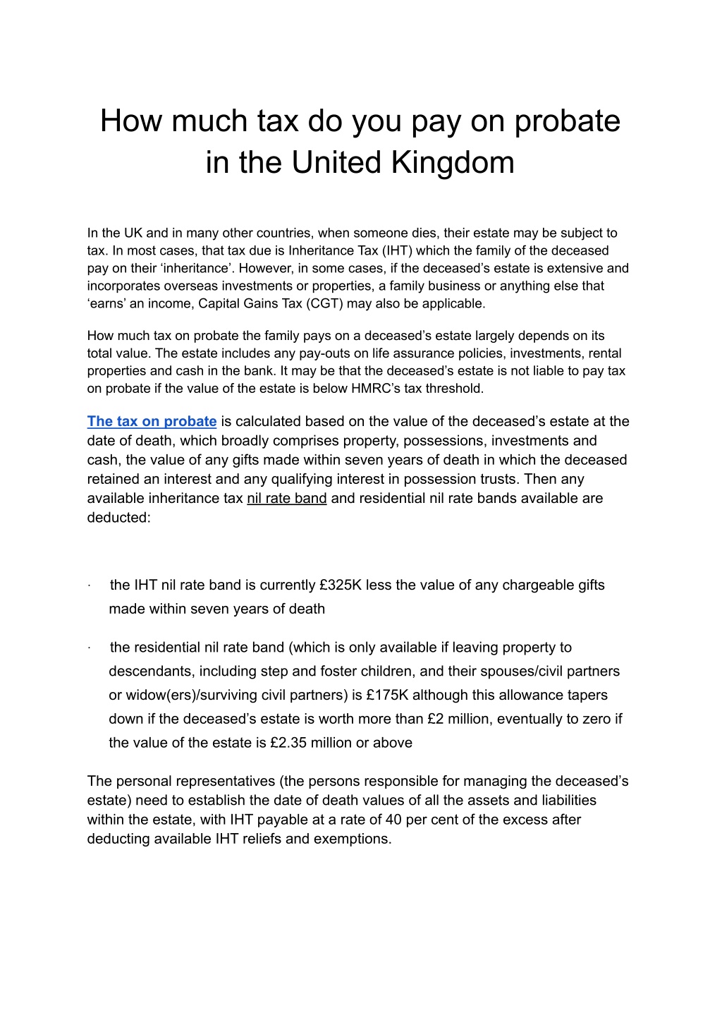 PPT How much tax do you pay on probate in the United Kingdom