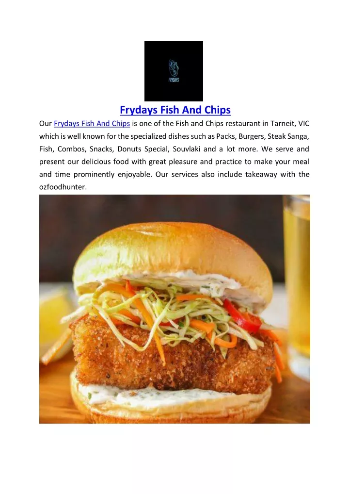 PPT - 5% off - Frydays Fish And Chips Menu Tarneit, VIC PowerPoint