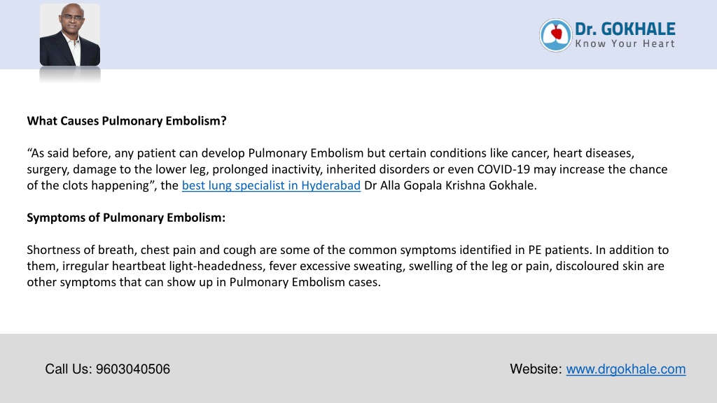 Ppt Pulmonary Embolism Causes And Treatment Dr Gokhale Powerpoint Presentation Id 11466881