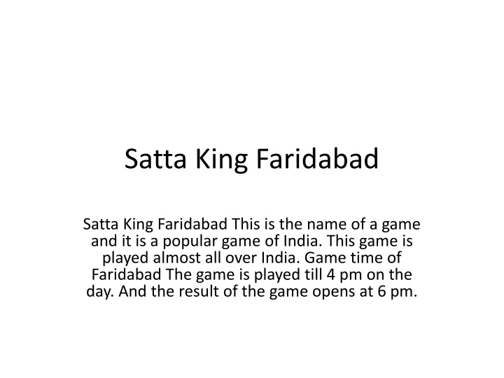 PPT Satta King Faridabad PowerPoint Presentation, free download ID